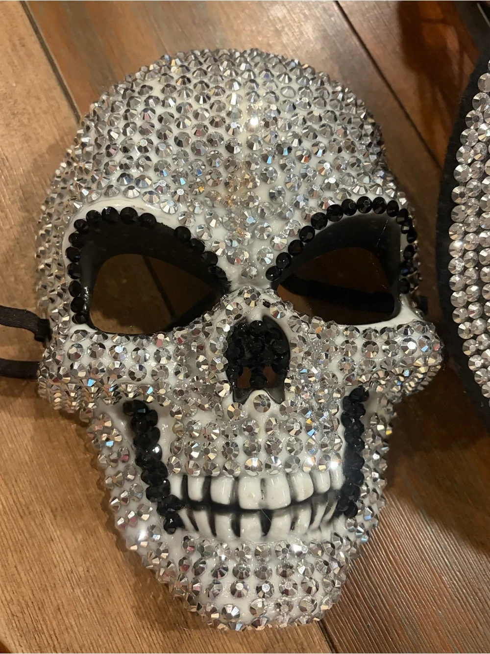 Silver Rhinestone Studded Skull and Cowboy Hat Halloween/Day of the Dead/Party
